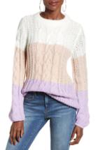 Women's Vero Moda Becca Colorblock Chunky Cable Sweater - Pink