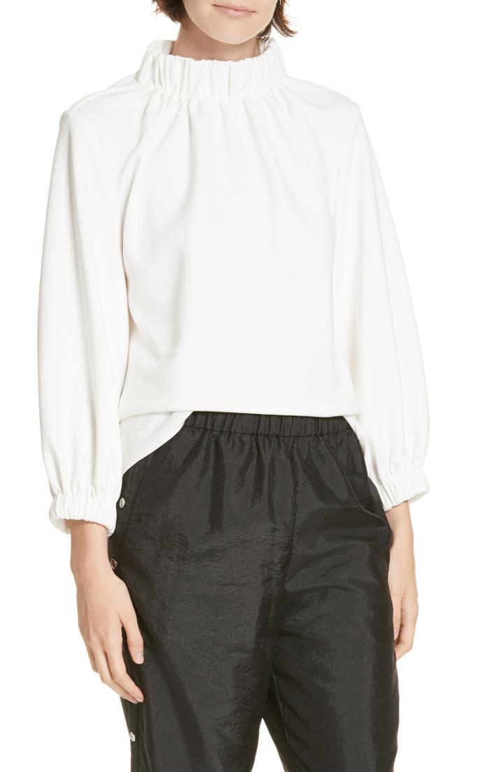 Women's Tibi Shirred Neck Top - White