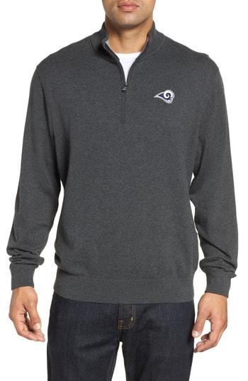 Men's Cutter & Buck Los Angeles Rams - Lakemont Fit Quarter Zip Sweater