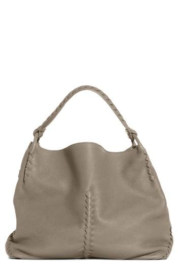 Bottega Veneta Woven Edge Deerskin Leather Hobo - Grey
