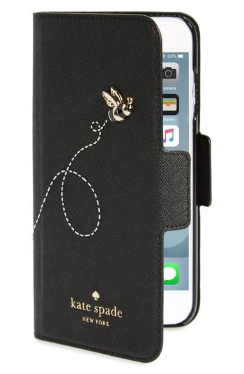 Kate Spade New York Blossom Iphone 7/8 & Iphone 7/8 Leather Folio - Black
