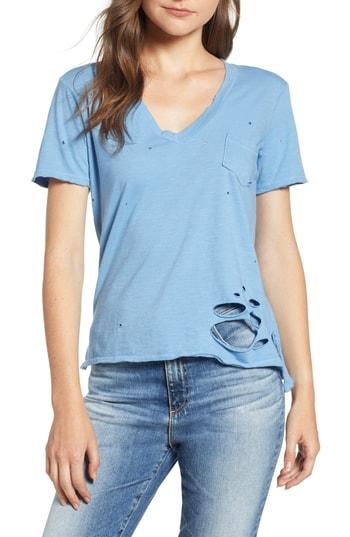 Women's Prince Peter Distressed V-neck Tee - Blue