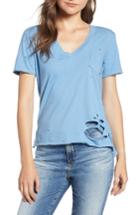 Women's Prince Peter Distressed V-neck Tee - Blue