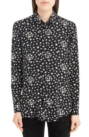 Women's Saint Laurent Star Print Silk Blouse