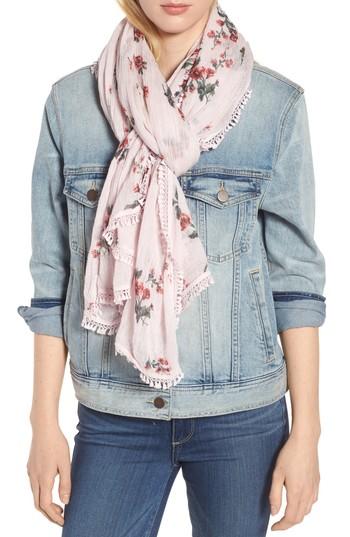 Women's Treasure & Bond Tassel Trim Printed Wrap, Size - Pink