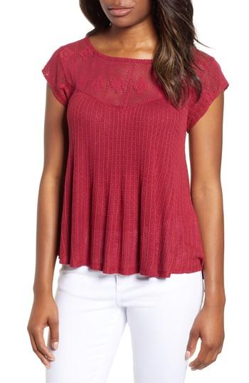 Women's Lucky Brand Crochet Top - Burgundy
