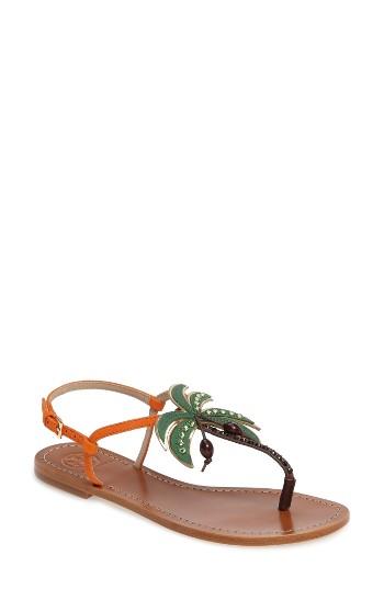 Women's Tory Burch Castaway Embellished Palm Tree Sandal M - Orange