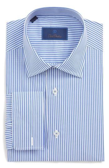 Men's David Donahue Regular Fit Stripe Dress Shirt .5 - 32/33 - Blue