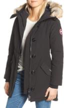 Petite Women's Canada Goose Rossclair Fusion Fit Genuine Coyote Fur Trim Down Parka P (10-12p) - Black