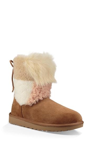 Women's Ugg Patchwork Fluff Classic Bootie M - Brown