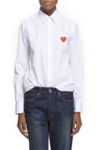 Women's Comme Des Garcons Heart Graphic Woven Cotton Shirt - White