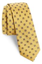Men's The Tie Bar Medallion Scene Silk & Linen Skinny Tie, Size - Yellow