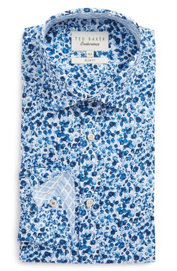 Men's Ted Baker London Endurance Gorge Slim Fit Floral Dress Shirt .5 - Blue