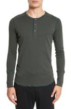 Men's Wings + Horns 'base' Long Sleeve Henley, Size - Green