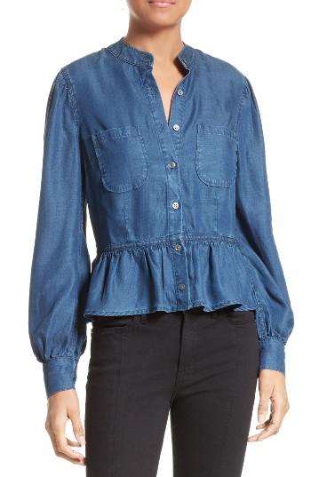Women's Frame Chambray Peplum Top - Blue