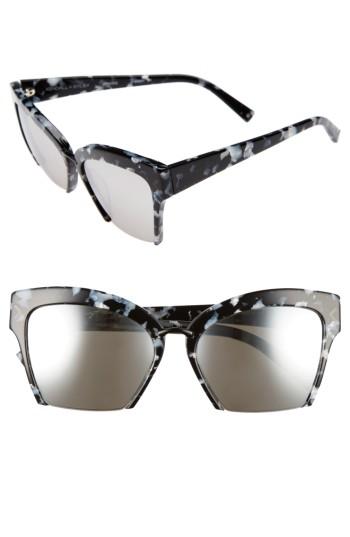 Women's Kendall + Kylie Brooke 55mm Semi Rimless Butterfly Sunglasses - Black/ White Marble/ Black