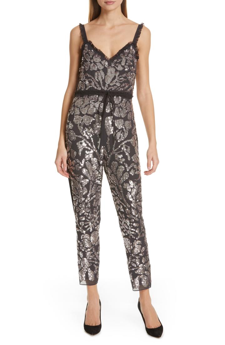 Women's Needle & Thread Floral Gloss Jumpsuit - Black