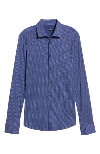 Men's Stone Rose Star Geo Print Jersey Sport Shirt - Blue
