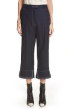Women's Loewe Contrast Stitch Crop Pants -6 Us / 38 Fr - Blue