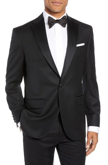 Men's David Donahue Reed Wool Dinner Jacket S - Black