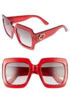 Women's Gucci 54mm Square Sunglasses - Red Glitter/ Grey