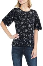 Women's Vince Camuto Faux Stitch Ruffle Sleeve Top - Black