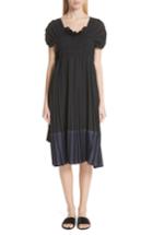 Women's Tricot Comme Des Garcons Pleated Denim Hem Dress - Black