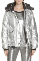 Women's Rag & Bone Aiden Side Stripe Metallic Puffer Coat