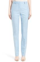 Women's Victoria Beckham Melange Wool Slim Trousers Us / 12 Uk - Blue