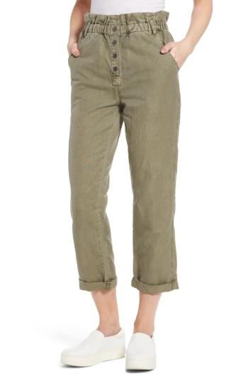 Women's Current/elliott Paperbag Fling High Waist Ankle Pants - Green