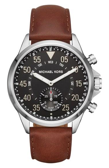 Women's Michael Kors Gage Leather Strap Smart Watch, 45mm