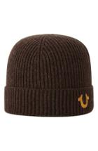Men's True Religion Brand Jeans Rib Knit Cap - Brown