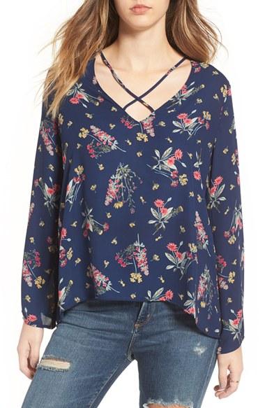 Women's Lush Cross Front Blouse - Blue