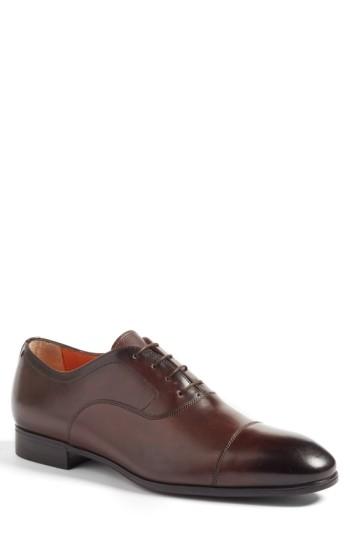 Men's Santoni Ethan Cap Toe Oxford .5 D - Brown