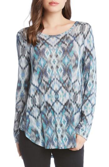 Women's Karen Kane Ikat Shirttail Tee - Blue/green