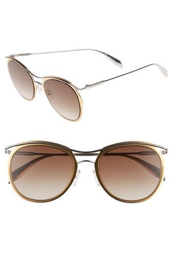 Women's Alexander Mcqueen 54mm Gradient Round Sunglasses - Brown