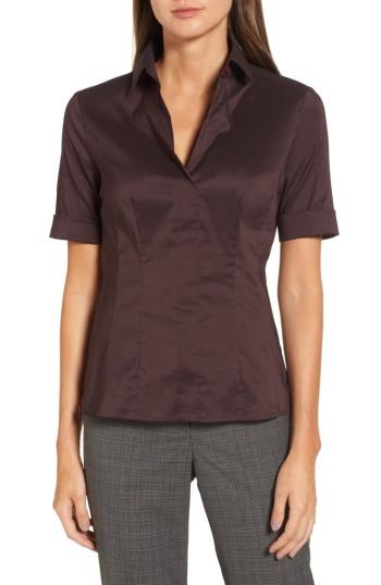 Women's Boss Bashina Stretch Poplin Shirt - Burgundy