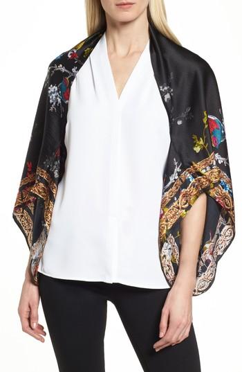 Women's Ted Baker London Opulent Fauna Cape Scarf, Size - Black