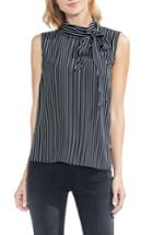 Women's Vince Camuto Legacy Pinstripe Tie Neck Top, Size - Black