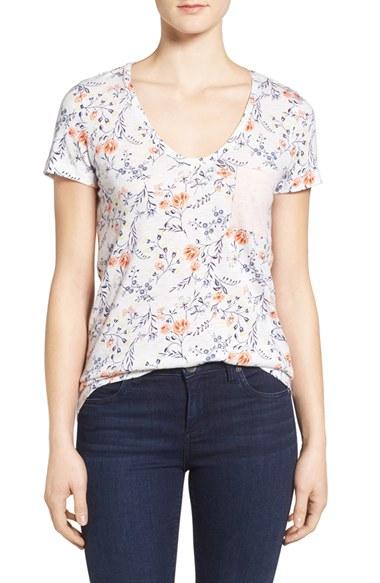Petite Women's Caslon Relaxed Slub Knit U-neck Tee, Size P - Ivory