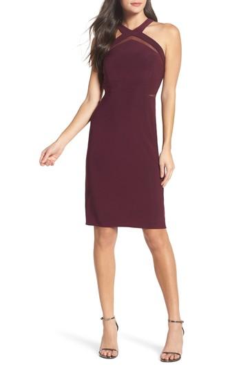 Women's Morgan & Co. Mesh Inset Sheath Dress /4 - Red