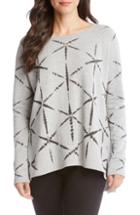 Women's Karen Kane Printed High/low Sweatshirt - Grey