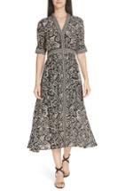 Women's Sea Emi Print Stretch Cotton Midi Dress - Black