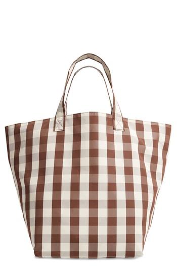 Trademark Large Gingham Nylon Tote - Brown