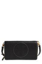 Women's Tory Burch Perforated Leather Wallet Crossbody Bag - Black