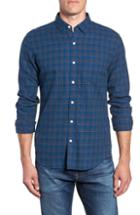 Men's Bonobos Slim Fit Plaid Brushed Twill Sport Shirt, Size R - Blue
