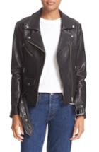 Women's Veda 'jayne' Lambskin Leather Moto Jacket - Black