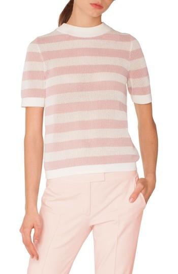 Women's Akris Punto Stripe Cotton Sweater - Pink
