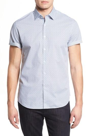 Men's Stone Rose Trim Fit Teardrop Sport Shirt - White