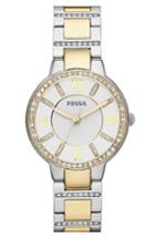 Women's Fossil 'virginia' Crystal Bezel Bracelet Watch, 34mm